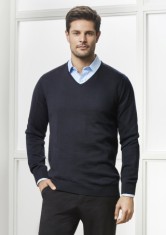 Men's Milano V-Neck Jumper-Navy 